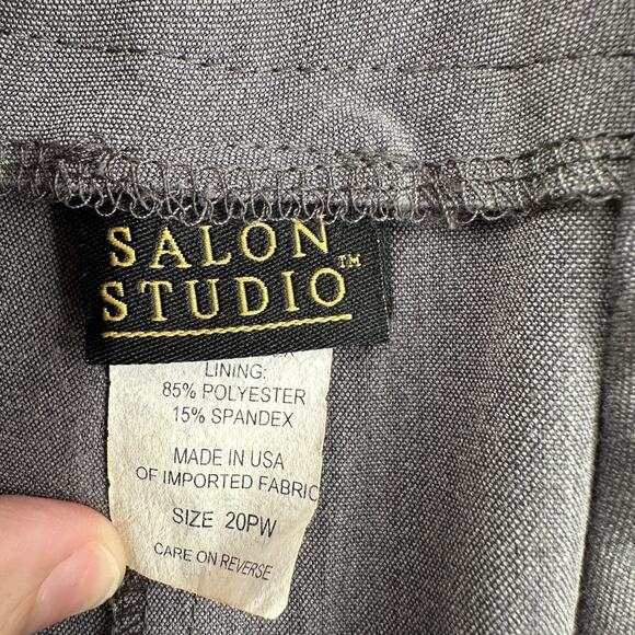 SALON STUDIO Gray Straight Leg Full Length Side Pockets Classic Trousers Size 20 - Picture 3 of 7
